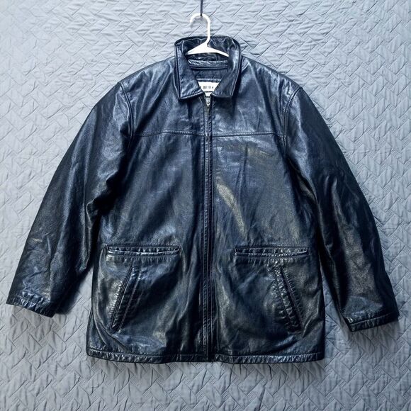 Wilsons M. Julian Leather Jacket Soft Mens Size L Black Cinch Belts Insulated - Picture 1 of 16